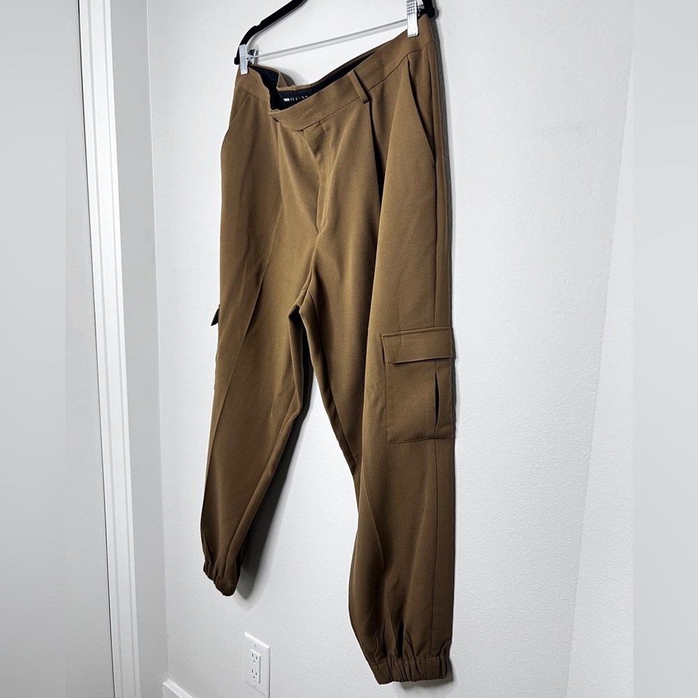 ASOS Oversized Tapered Cargo Pants in Tan Crepe Mens Sz 38